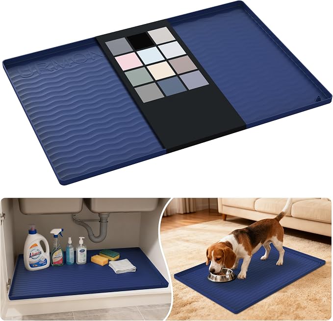 URMONA Waterproof Silicone Under Sink Mat 28'' x 19'' Shelf Liner by URMONA
