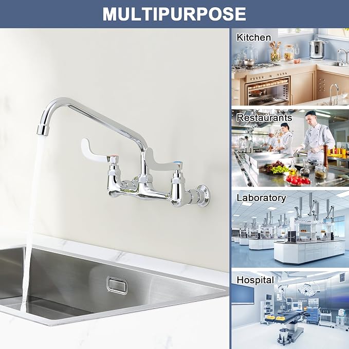 Wall Mount Commercial Sink Faucet Long Handles Wall Mounted Kitchen Faucet 8 - Image 6