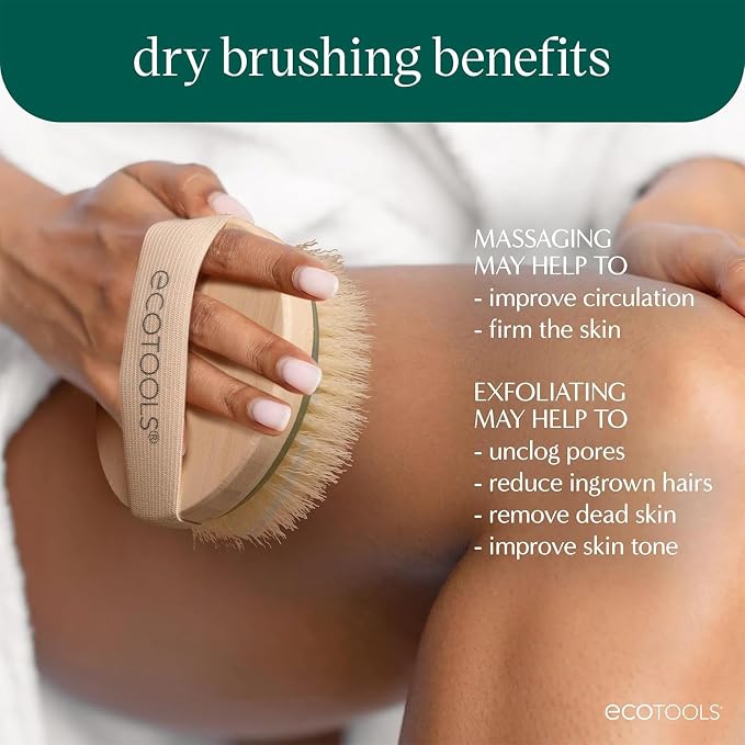 EcoTools Dry Body Brush for Circulation, Dead Skin Removal + Sage Green - Image 2