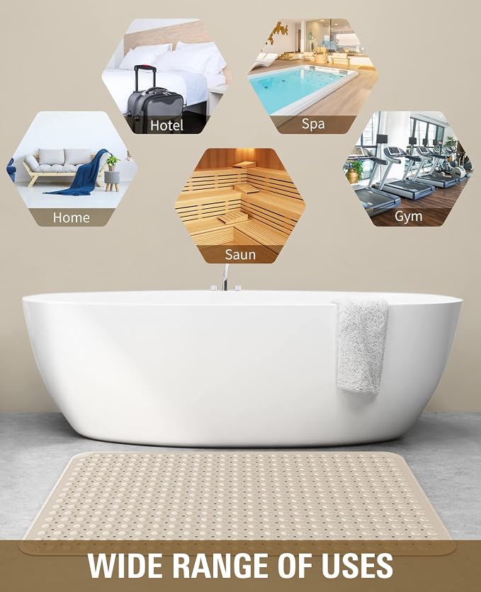 Yolife Extra Large Shower Mat, 34.3" L x 23.3" W TPE Anti Slip Stand Up Shower - Image 7