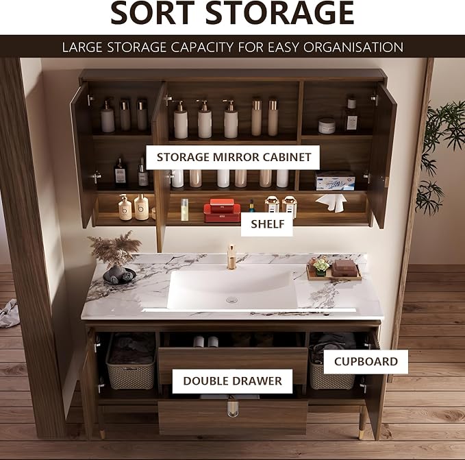 Single Sink Bathroom Vanity 68in, Freestanding Bathroom Vanity Includes Smart - Image 4