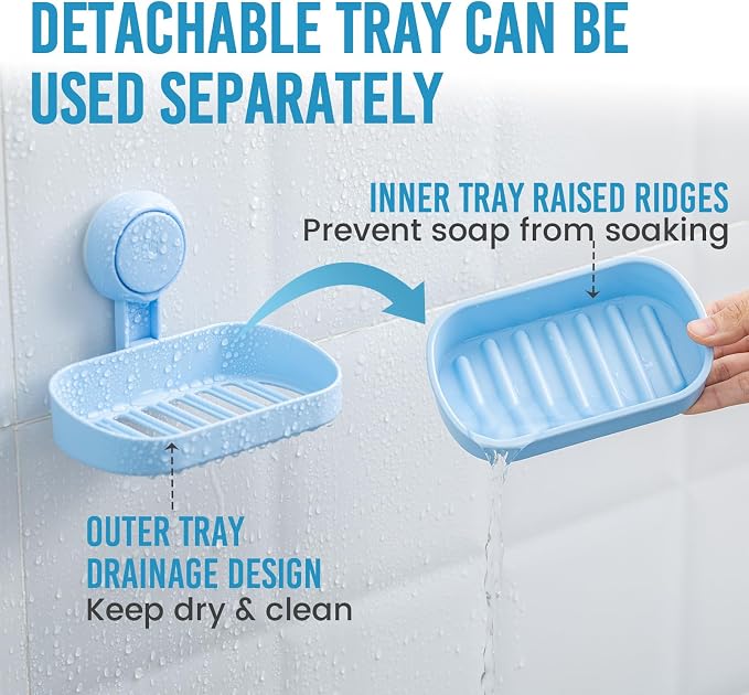 TAILI Soap Dish Bar Holder Suction Cup, Soap Saver - Image 3