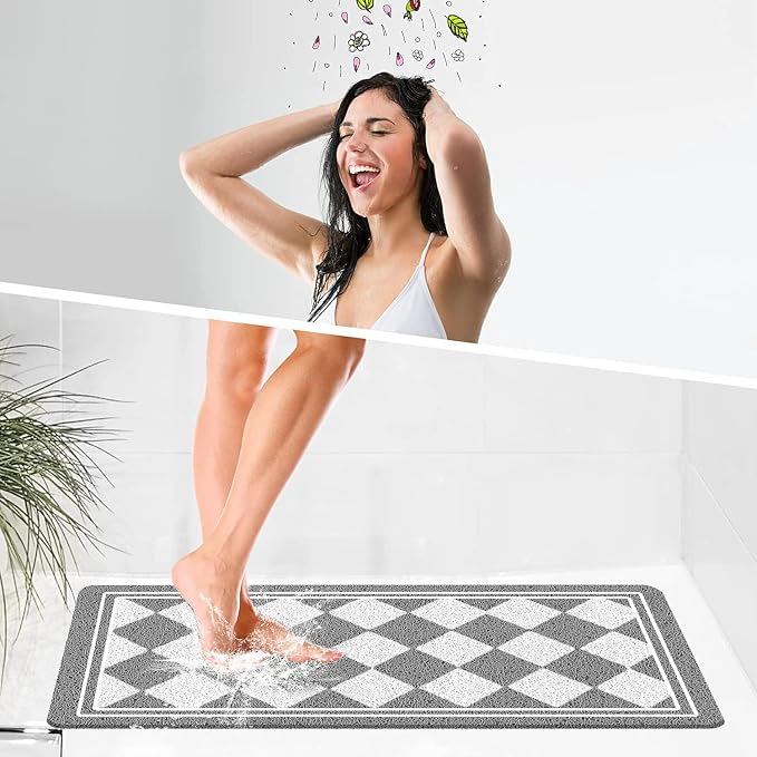 godehone Shower Mats Non Slip Without Suction Cups, PVC Loofah Bathroom Mats - Image 5