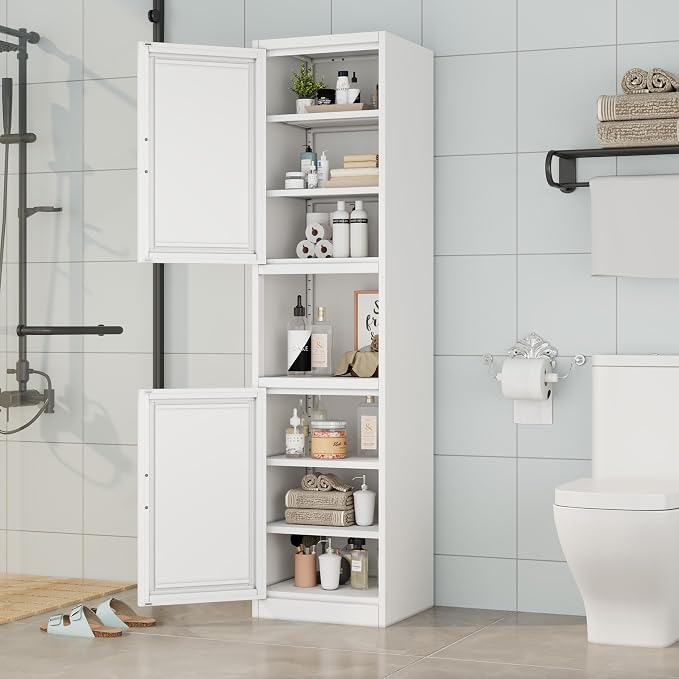 Tall Narrow Storage Cabinet 66.93" H Tall Bathroom Cabinets Metal Pantry Cabinet - Image 2