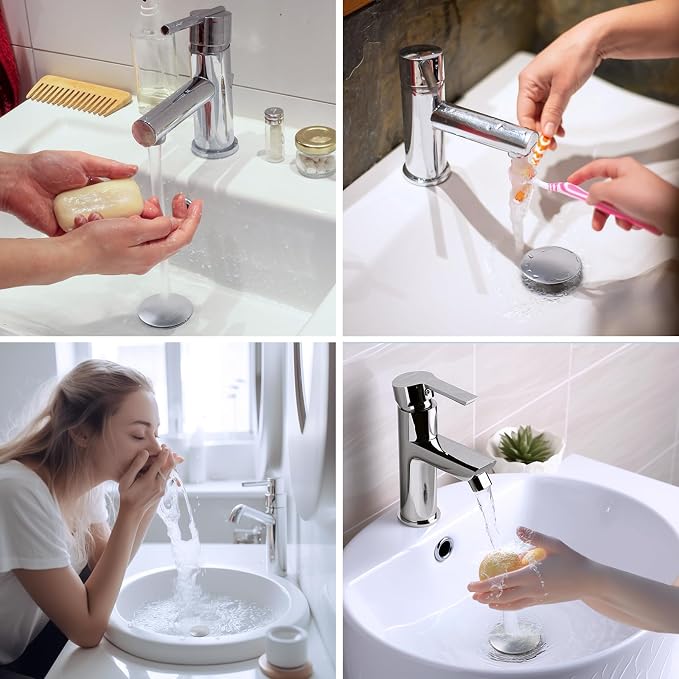 Hibbent All Metal 2 in 1 Bathroom Sink Stopper, Universal Pop Up Drain Strainer - Image 9