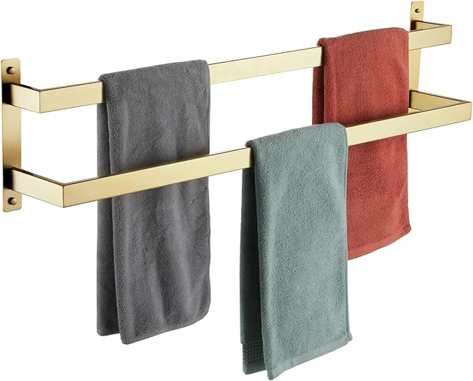 KOKOSIRI Bath Towel Bars Bathroom 2-Tiers Ladder Brushed Gold Towel Rails by KOKOSIRI