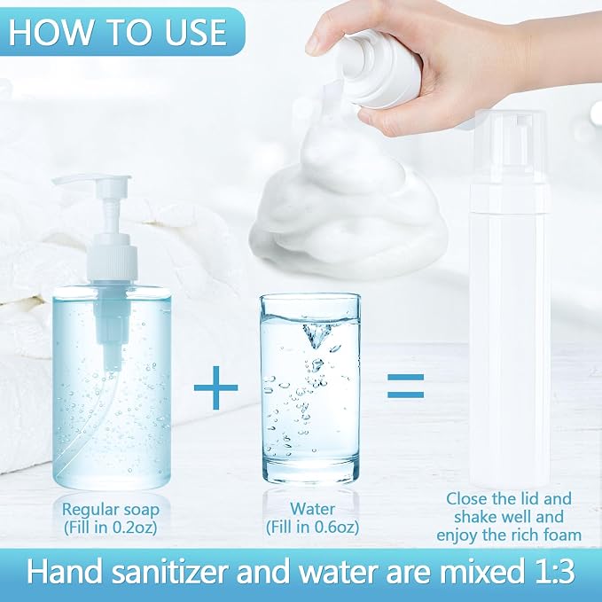 Foam Pump Bottle 8.5oz/250ml White Empty Foam Dispenser Bottle Travel Foaming - Image 3