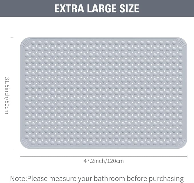 Yolife Extra Large TPE Shower Mat, 47.2" L x 31.5" W Anti Slip Bath Mat - Image 2