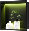 RGB LED Light Shower Niche, Matte Black 12X12 in Stainless Steel Recessed by Unknown