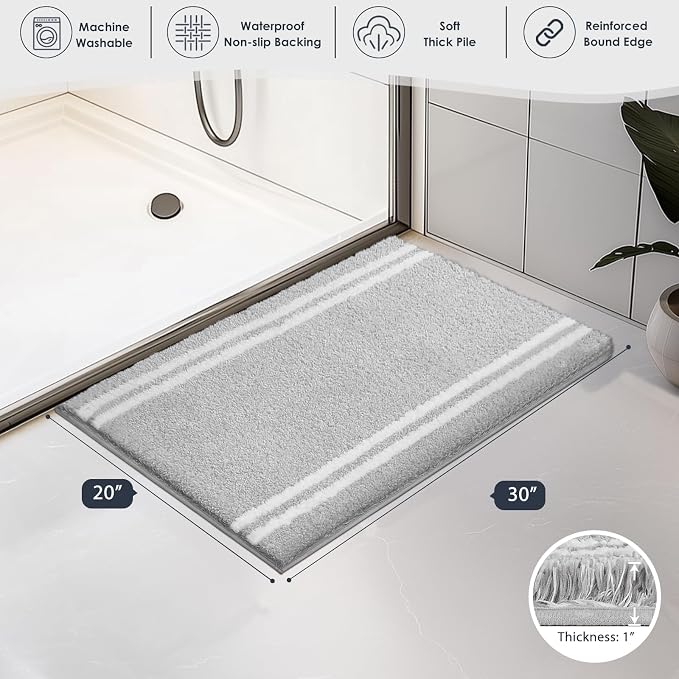 PURRUGS Bathroom Rug Non-Slip Machine Washable 20" x 30", Super Absorbent and - Image 7