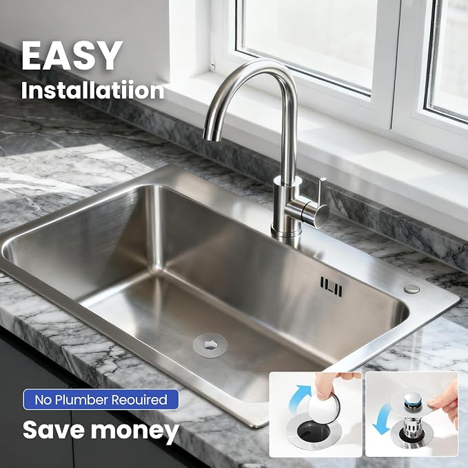 Universal Bathroom Sink Stopper, Pop Up Sink Drain Strainer Plug - Image 8