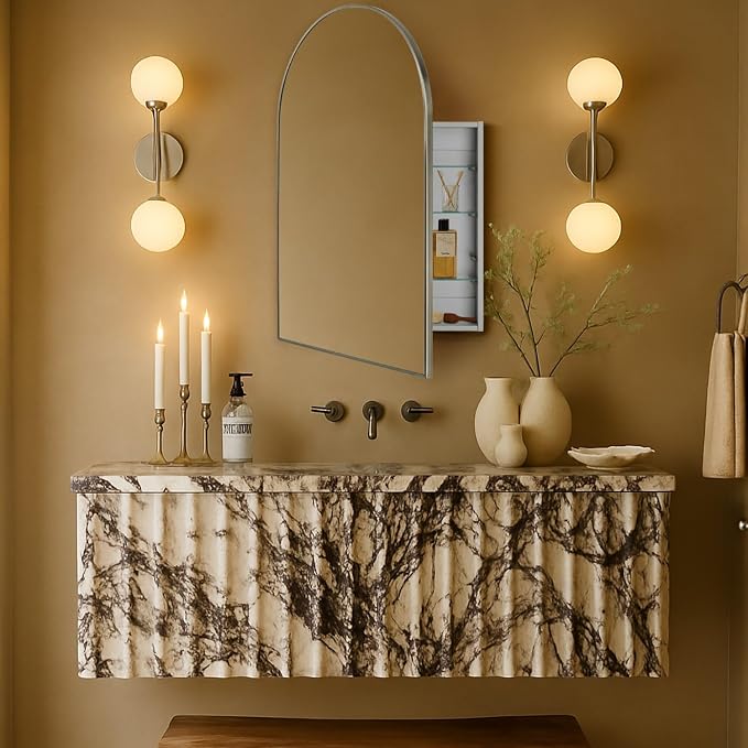 TEHOME 24 x 36'' Brushed Nickel Arch Bathroom Medicine Cabinet by TEHOME