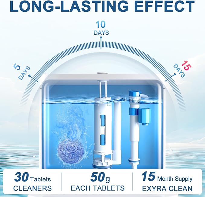 Toilet Bowl Cleaners, Automatic Toilet Bowl Cleaner Tablets Blue Gel Powerful - Image 5