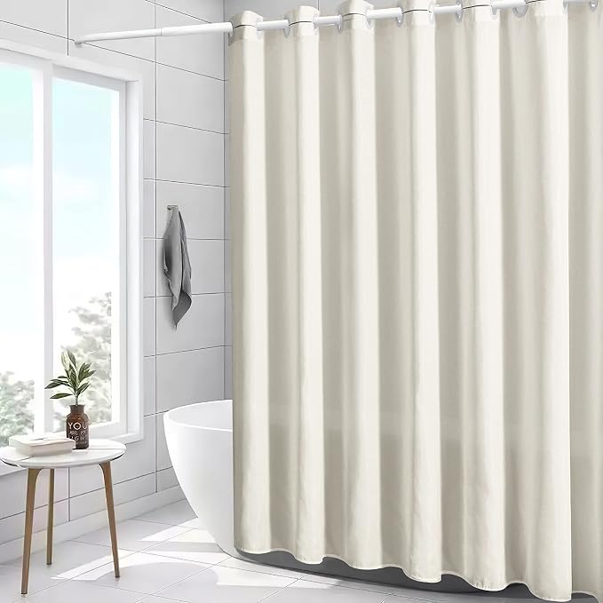 Furlinic No Hook Extra Long Shower Curtain 84 Length, Soft Fabric Bathroom - Image 5