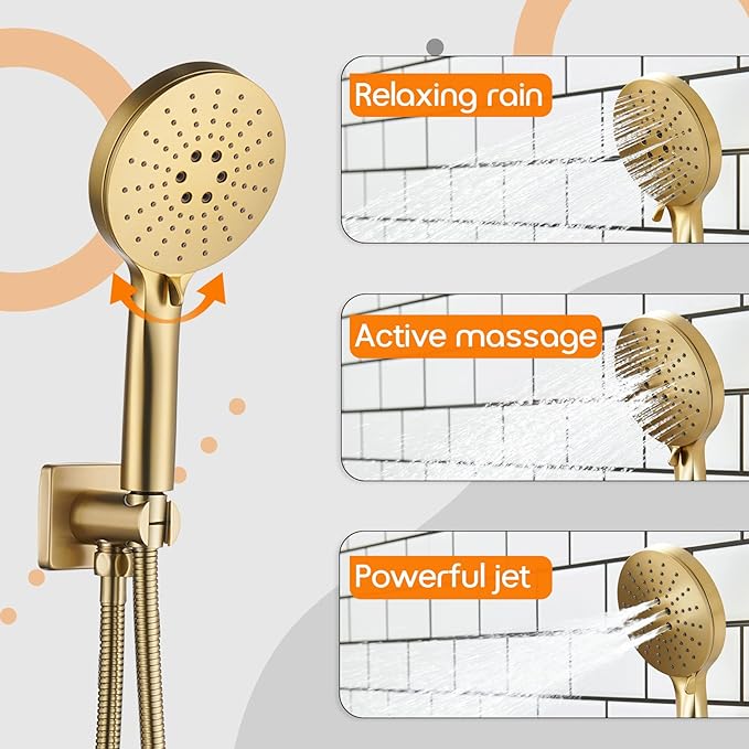 Bathroom Shower Trim Kit with 10'' High Pressure Rain Shower Head, 3-Function - Image 4