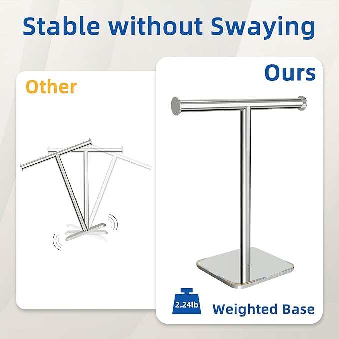 RUACQ T-Shape Hand Towel Holder Stand, Weighted Base Towel Rack, Countertop - Image 3