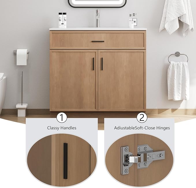36" Bathroom Vanity with Sink Combo Set, Freestanding Farmhouse Bathroom Vanity - Image 4
