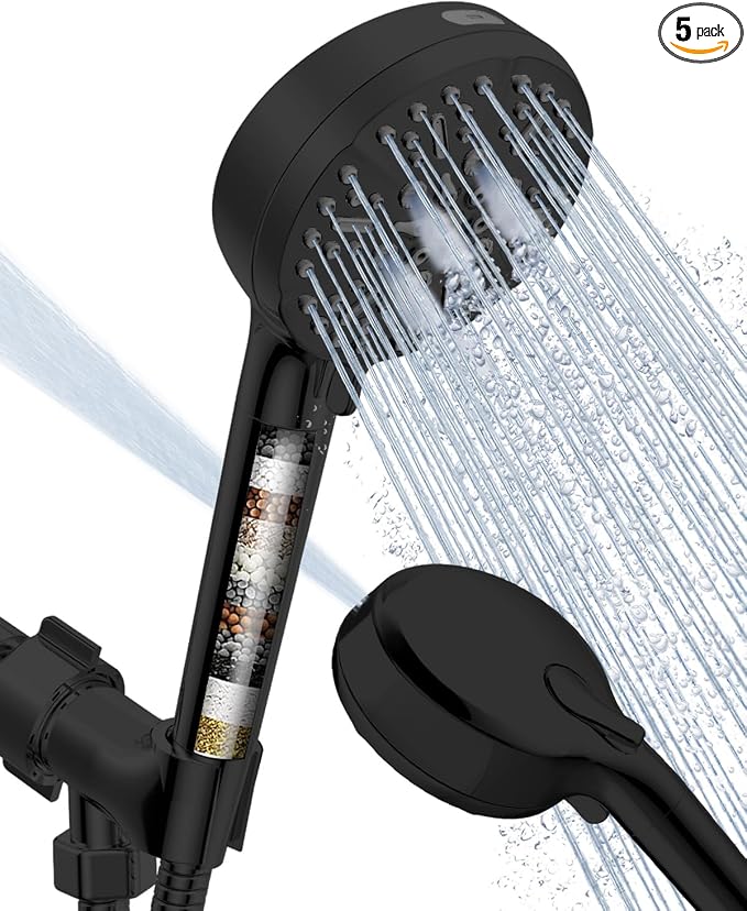Filtered Shower Head with Handheld Matte Black, BOWGER 6 Modes High Pressure by QualityOrientedManufacturer