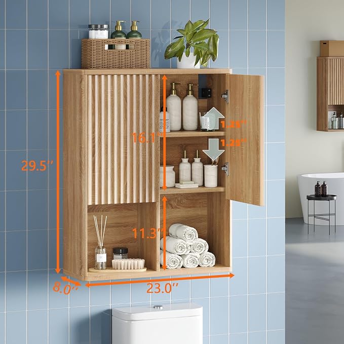 Bathroom Wall Cabinet, Over The Toilet Storage Cabinet, Curved Laundry Cabinet - Image 2