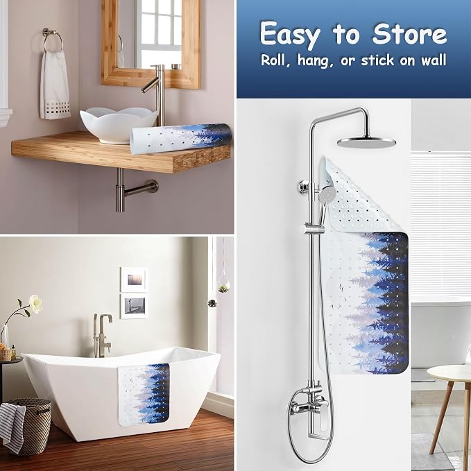Bathtub Mat Non Slip, Forest Extra Long Bath tub Mat Shower Floor Mat - Image 4