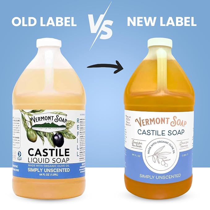 Vermont Castile Soap Unscented, Gentle Liquid Soap - Image 2