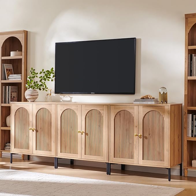 Bathroom Cabinet with Storage, 92.63" W Fluted Arched Free Standing Floor - Image 4