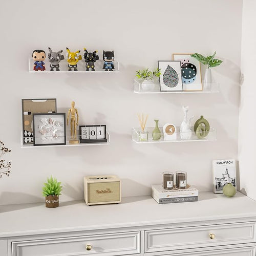 10PCS Acrylic Floating Shelves for Wall, Bathroom Shelf - Image 2