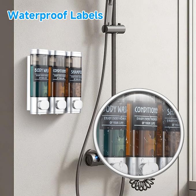 Shampoo and Conditioner Dispenser, GlintGath Shower Dispenser 3 Chamber No - Image 3