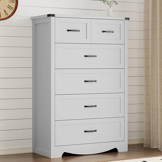 Tall 6-Drawer Dresser for Bedroom, Modern Wooden Chest of Drawers - Image 5