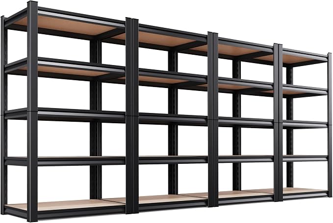 AOAORRG Set of 4 Garage Shelving Heavy Duty Storage Shelves, 5-Tier Metal by Unknown