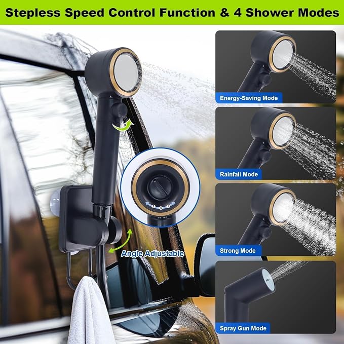 Eazy2hD Portable Camping Shower 8000mAh Rechargeable Outdoor Shower Pump - Image 4