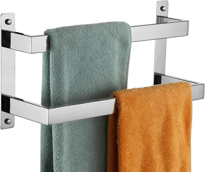KOKOSIRI Towel Bars Hand Towel Holders 16 Inches Chrome Bathroom 2-Tiers Ladder by KOKOSIRI