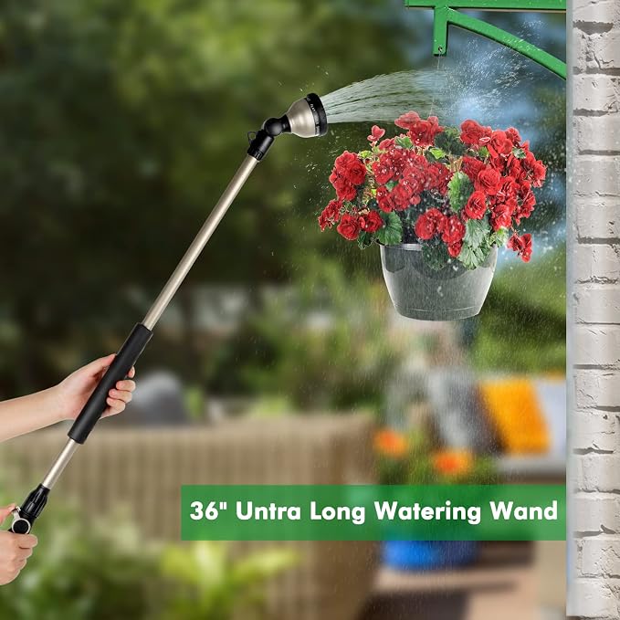 RESTMO 36” Long Watering Wand, Metal Garden Hose Wand - Image 6