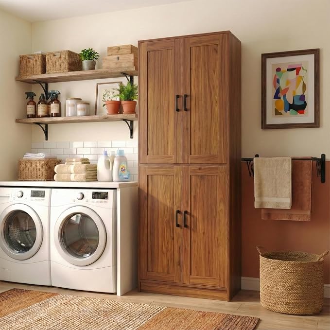 71" Tall Kitchen Pantry Cabinet, Freestanding Food Storage Organizer - Image 5