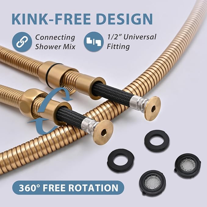 Short Bidet Hose 48 Inches Gold High Pressure Shower Hose Extra Long 304 - Image 2