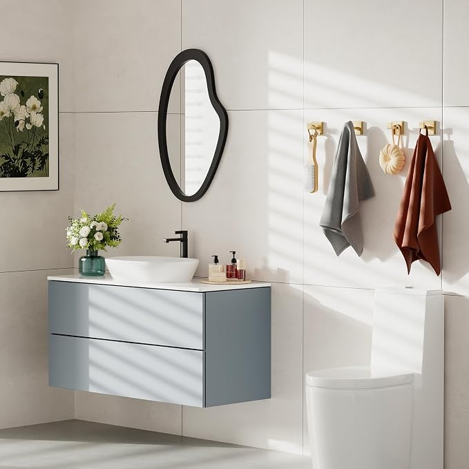 Kruodop 4 PCS Towel Hooks for Bathroom, Wall Mount Towel Holder, Square - Image 6