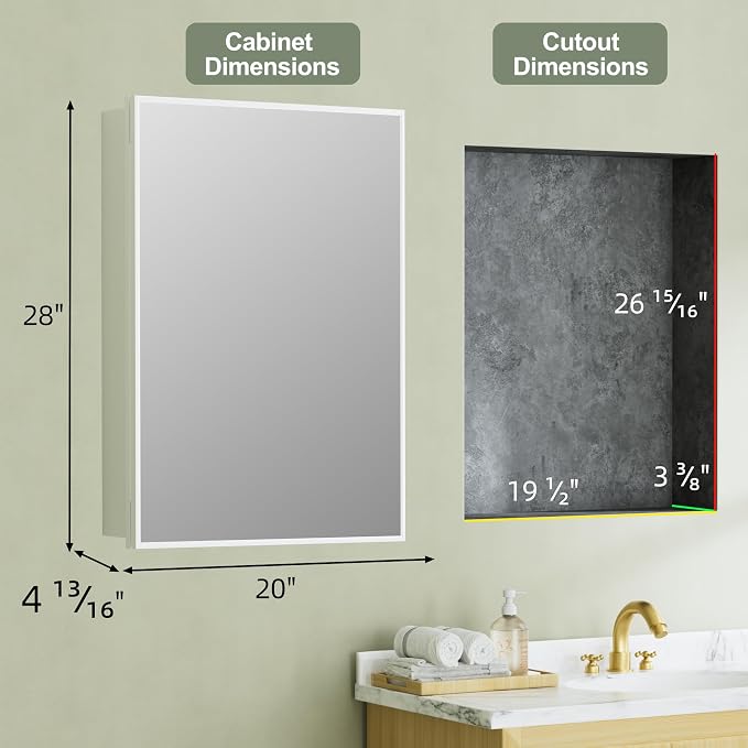 Buruis 20" x 28" Framed Medicine Cabinet - Image 2