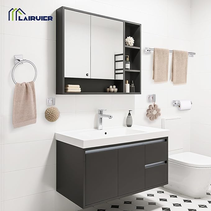 10 Pieces Polished Chrome Towel Bar Set, 23.6 Inch Bathroom Accessories Set - Image 6