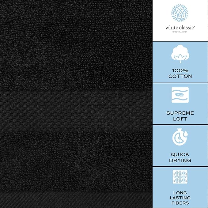 White Classic Luxury Black Bath Towels Extra Large | 100% Soft Cotton 700 GSM - Image 7
