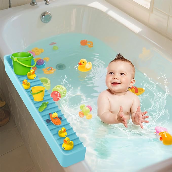 Bathtub Splash Guard for Kids – 31.5 Inch Silicone Tub Ledge Shelf - Image 7