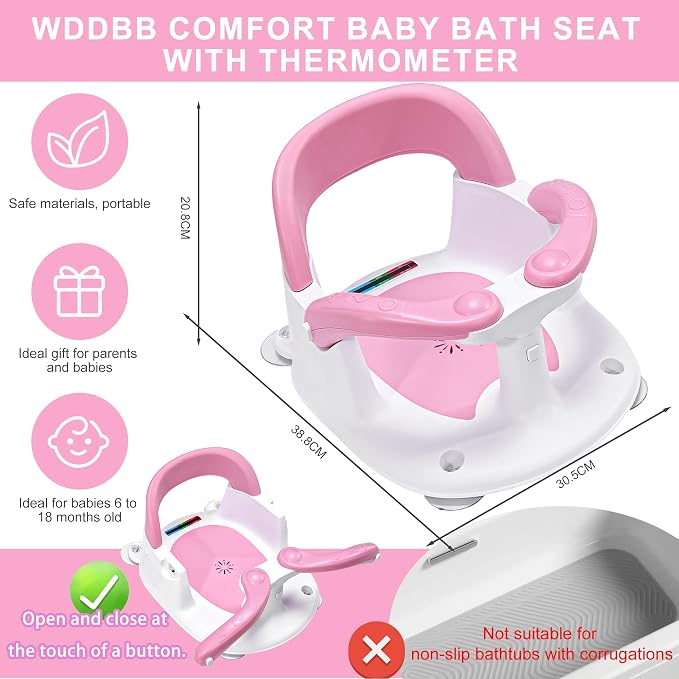 Baby Bath seat for Babies 6 Months & up, 360° Stable Toddler Bath Chair - Image 5