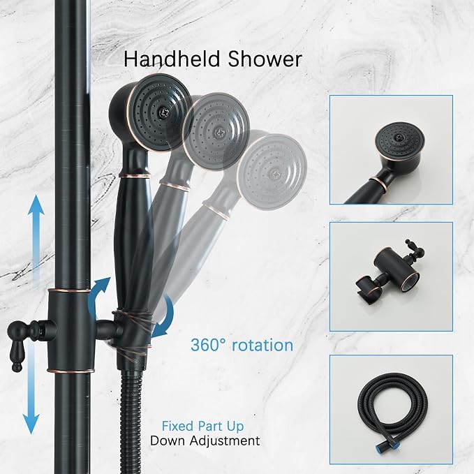 Rain Shower System Oil Rubbed Bronze Outdoor Shower Faucet Set - Image 4
