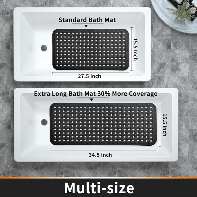 Yimobra Non Slip Bath Mat, Super Strong Suction Cups, 34.5"x15.5"Long Tub Mat - Image 6