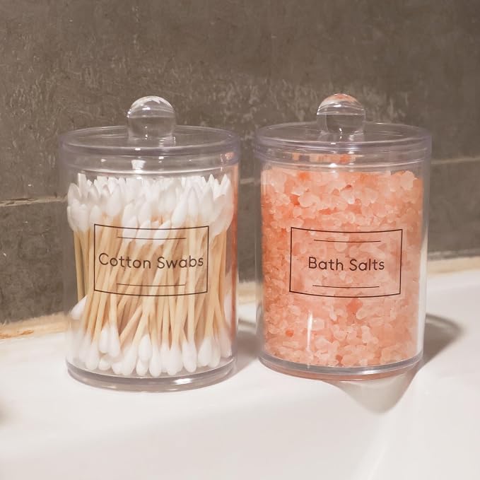 2 Pack Qtip Holder Dispenser, Bathroom Canisters Apothecary Jar Set, Acrylic - Image 3