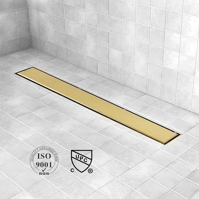 Linear Shower Drain, 32 inch Gold Drain - Image 2