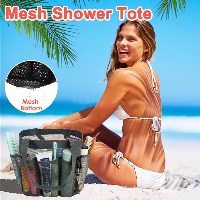 Mesh Shower Caddy Portable for College Dorm Room Essentials, 8-Pocket Large - Image 5