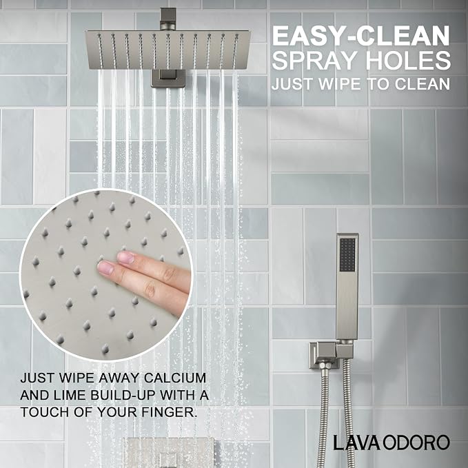 Lava Odoro Modern 3-Setting Square Shower and Tub Faucet Set - Image 4