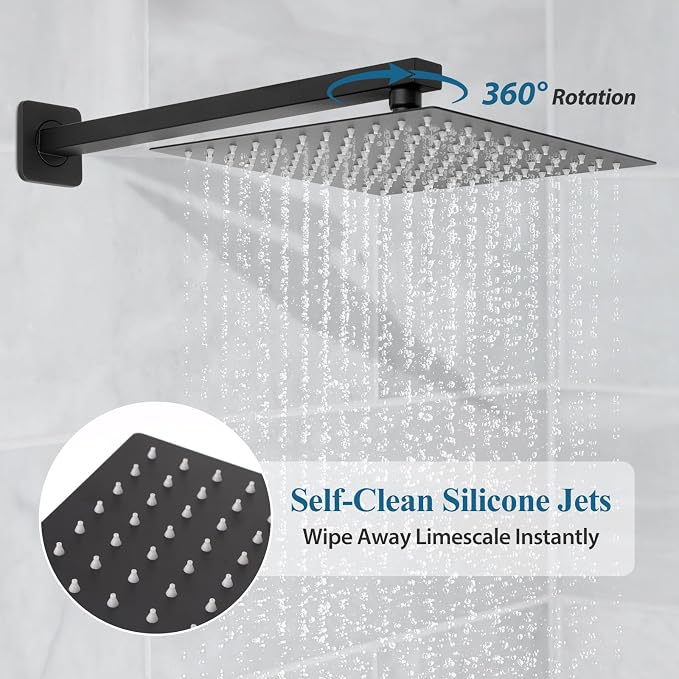 10 inch Square Shower Head and Handheld Set, Gasecoet Shower System - Image 3