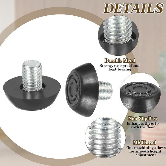 PATIKIL 10 Pcs M8 x 10mm Thread Adjustable Furniture Levelers, Furniture Feet - Image 3