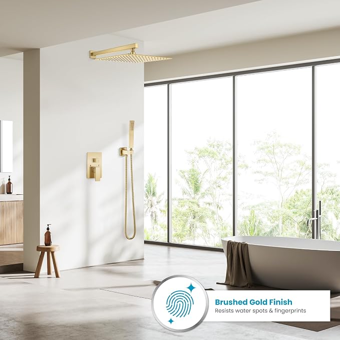 gotonovo Rainfall Bathroom Shower System Rain Shower Head and Handle Set Wall - Image 6